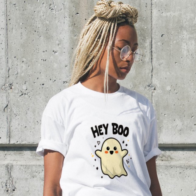 Hey Boo Funny Halloween Ghost Women’s T-Shirt  Tri-Blend Shirt (Creator Uploaded)
