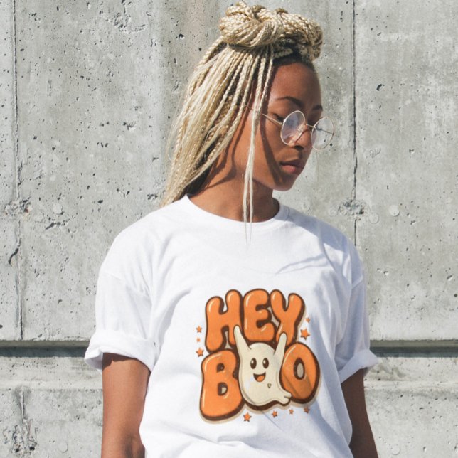 Hey Boo Funny Halloween Ghost Women’s T-Shirt  Tri-Blend Shirt (Creator Uploaded)