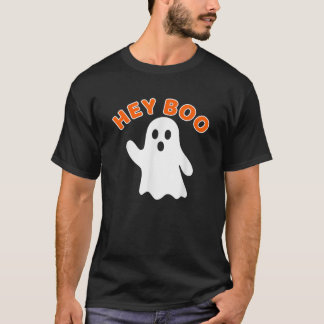 Hey Boo Ghost Funny Autumn Halloween Graphic T-Shirt