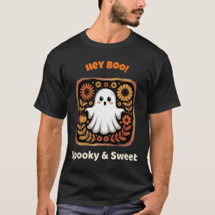 Hey Boo Ghost Retro Halloween Spooky Cute October T-Shirt