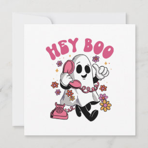 Hey Boo - Groovy Ghost Halloween Invitation