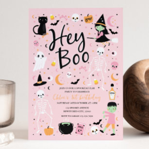 Hey Boo Halloween 1st Birthday Invitation