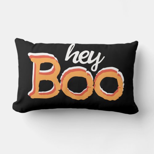Hey Boo Halloween Black And Orange Lumbar Pillow