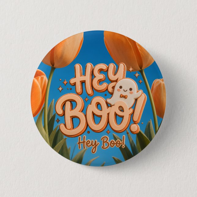 Hey Boo! Halloween Button (Front)