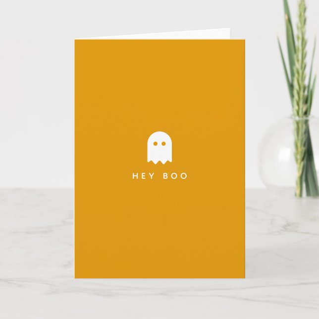 Hey Boo Halloween | Ghost Modern Minimalist Cute Card (Front)
