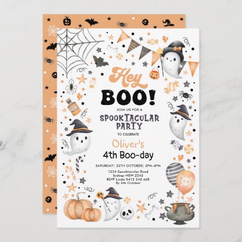 Hey Boo Halloween Ghost Spooktacular Birthday Inv Invitation