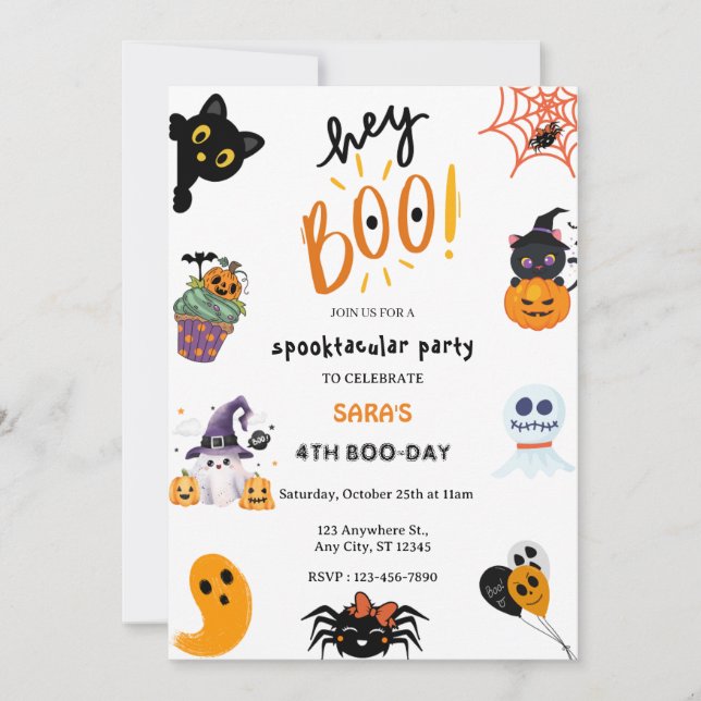 Hey Boo! Halloween Ghost Spooktacular Birthday  Invitation (Front)