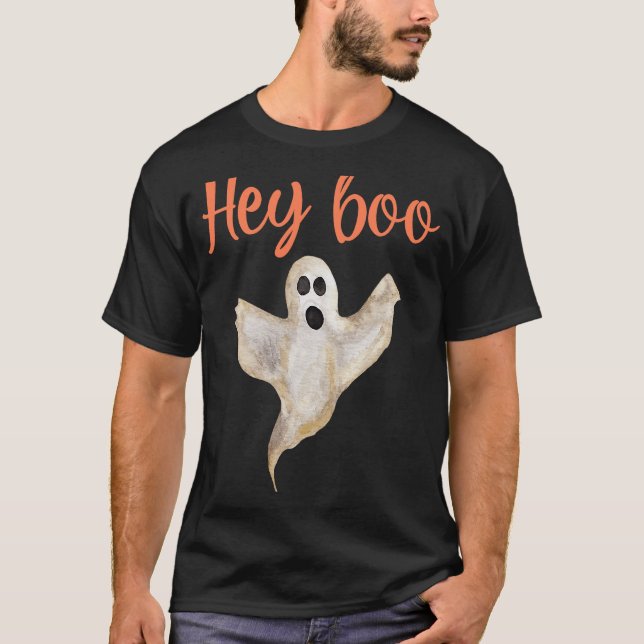Hey Boo Halloween Ghost Spooky Costume Matching Fa T-Shirt (Front)