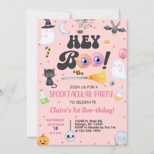 Hey Boo Halloween girl 1st birthday invite any age