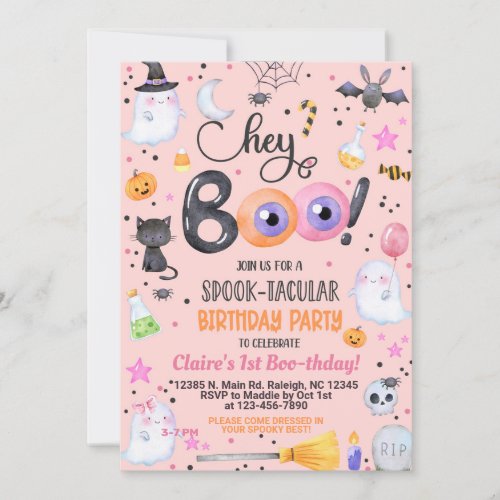 Hey boo Halloween girl birthday invite ANY AGE