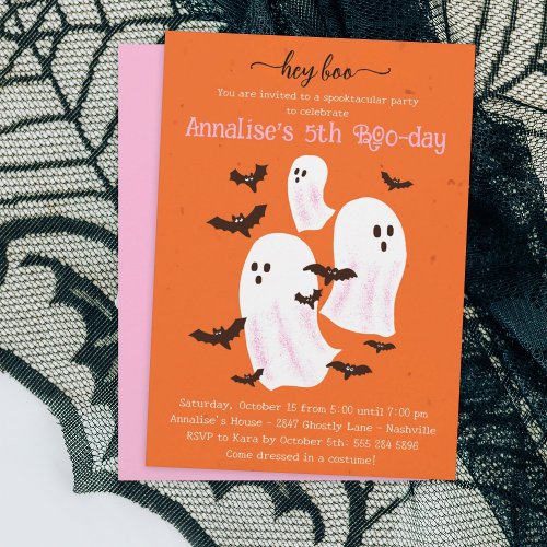 Hey Boo Halloween Party Invitation _ Cute Ghosts