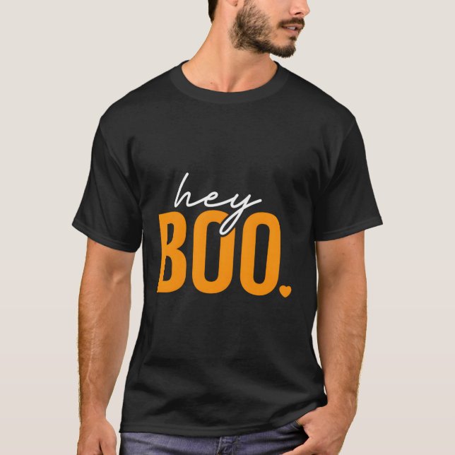 Hey Boo Halloween Pun Ghost Spooky T-Shirt (Front)