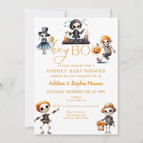Hey Boo Halloween Spooky Chic Costume Baby Shower Invitation
