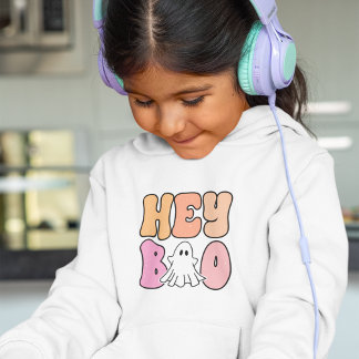 Hey Boo Kids Cute Halloween Fall Hoodie Sweatshirt