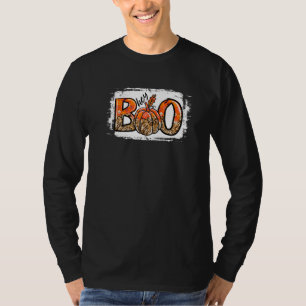Hey Boo Leopard Pumpkin Boo Crew Spooky Halloween T-Shirt