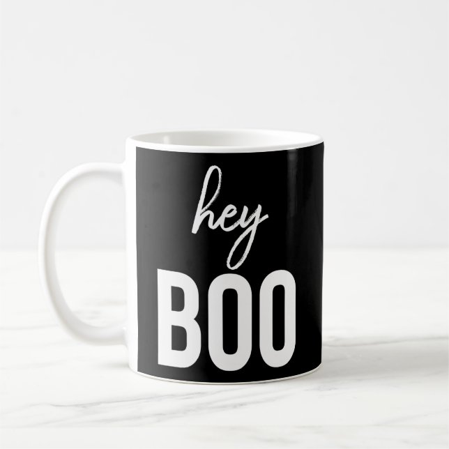 Hey Boo Love Ghost Pun Boo Halloween Coffee Mug (Left)