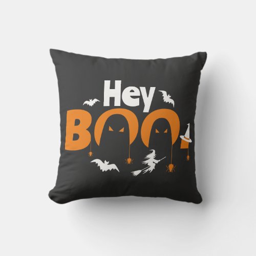 hey boo orange funny throw pillow