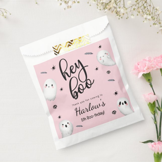 Hey Boo Pink Ghost Halloween Birthday Welcome  Favor Bag (Sealed)