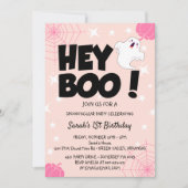 Hey Boo Pink Halloween Ghost Birthday party Invitation (Front)