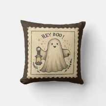 Hey Boo Retro Ghost Pillow – Cute Vintage