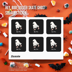 "Hey, Boo!" Roller Skate Ghost Square Sticker