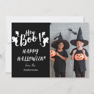 Hey Boo! Spooky Halloween Family Photo Holiday Card