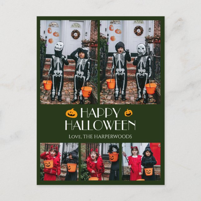 Hey Boo! Spooky Halloween Family Photo Holiday Postcard (Front)