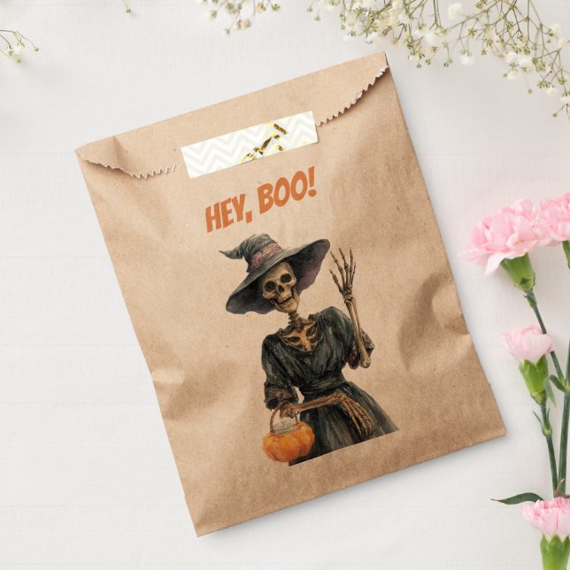 Hey, Boo! | Spooky Skeleton Witch Candy Favor Bags (Sealed)