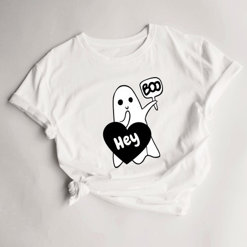 Hey Boo Womens Cute Ghost Halloween T_Shirt
