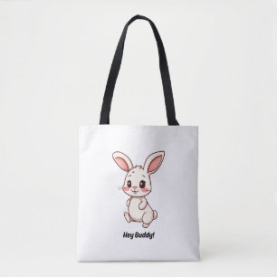 Hey Buddy Cute Cartoon Bunny Kawaii Shoulder Tote  Bag