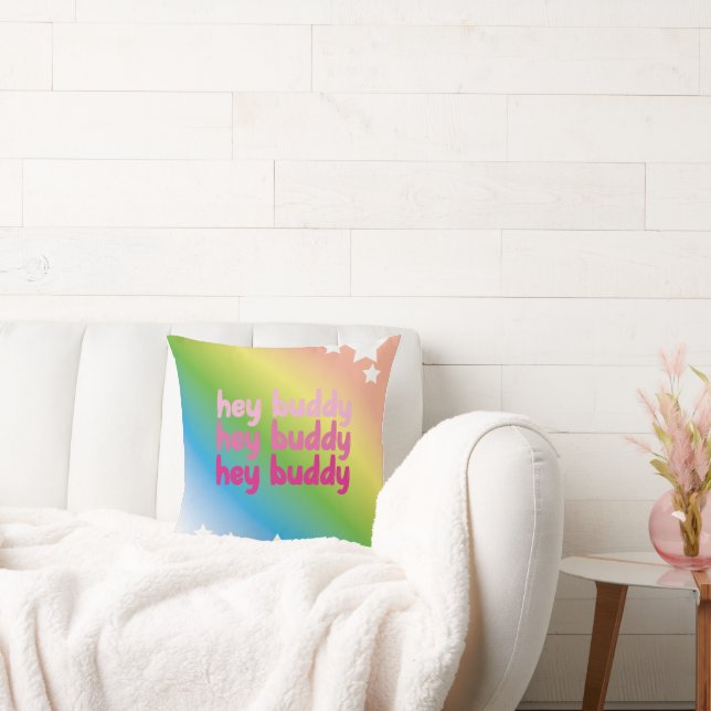 hey buddy rainbow colur design throw pillow (Couch)
