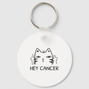 Hey Cancer F Funny Cat Middle Finger For Men Women Keychain