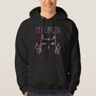 Hey Cancer F U Cat Middle Breast Cancer Pink Ribbo Hoodie