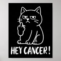 Hey Cancer F U Funny Meme Cat Middle Finger Fck Ca