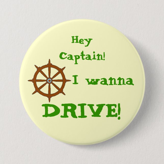 Hey Captain Yellow Pinback Button (Front)