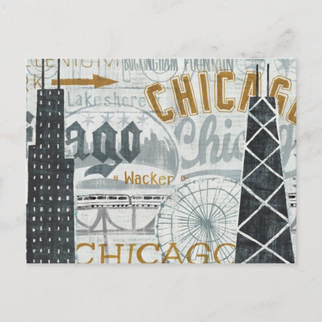 Hey Chicago Vintage Postcard (Front)