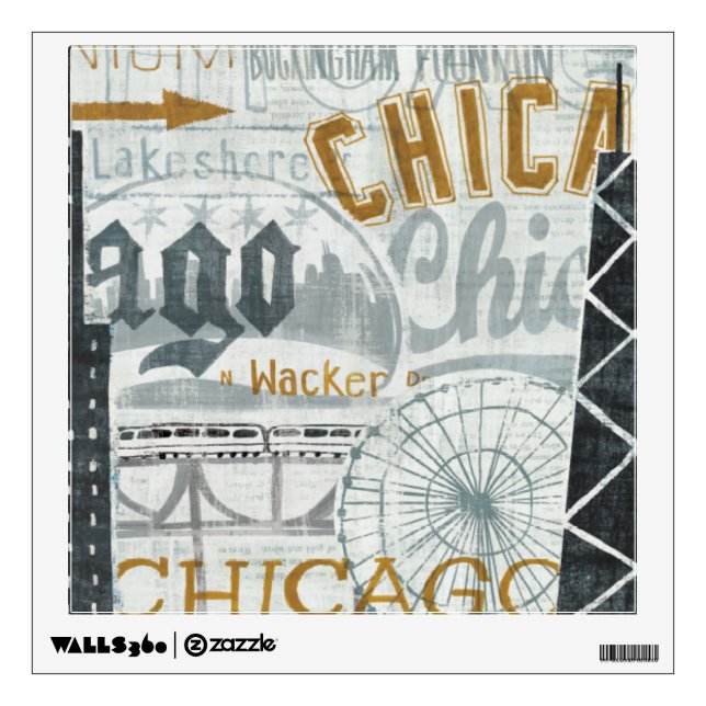 Hey Chicago Vintage Wall Decal (Front)