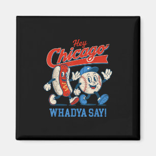 Hey Chicago Whadya Say Baseball And Hot Dog 4th Of Magnet
