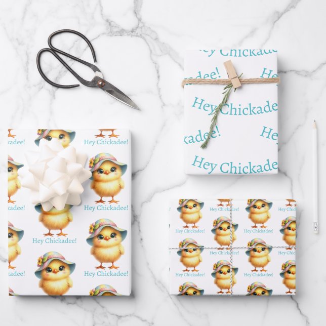 Hey Chickadee! - Easter chick Wrapping Paper Sheets (Front)