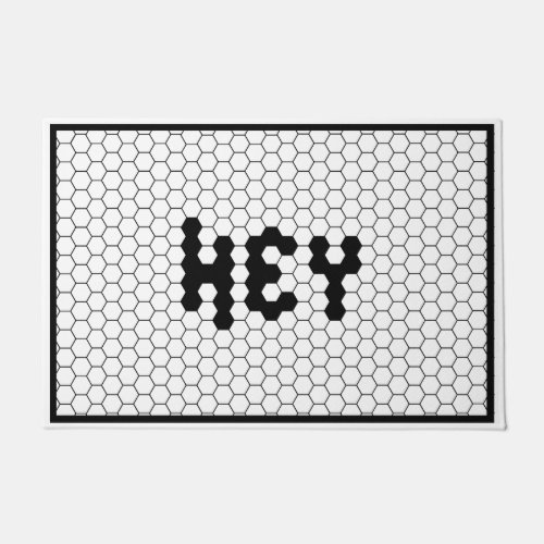 Hey Classic Black and White Hex Tile Design Doormat