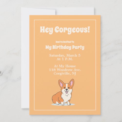 Hey Corgeous Custom Cute Corgi Invitation Card