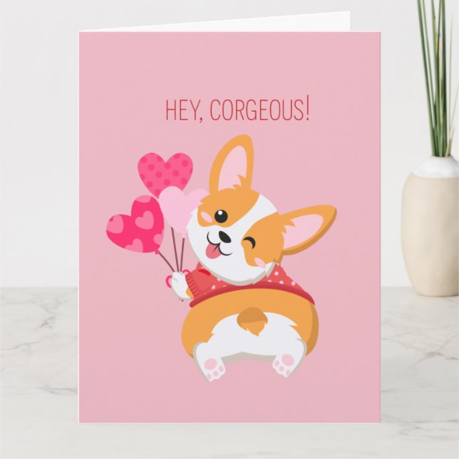 Hey Corgeous! Galentine's Day Card (Front)