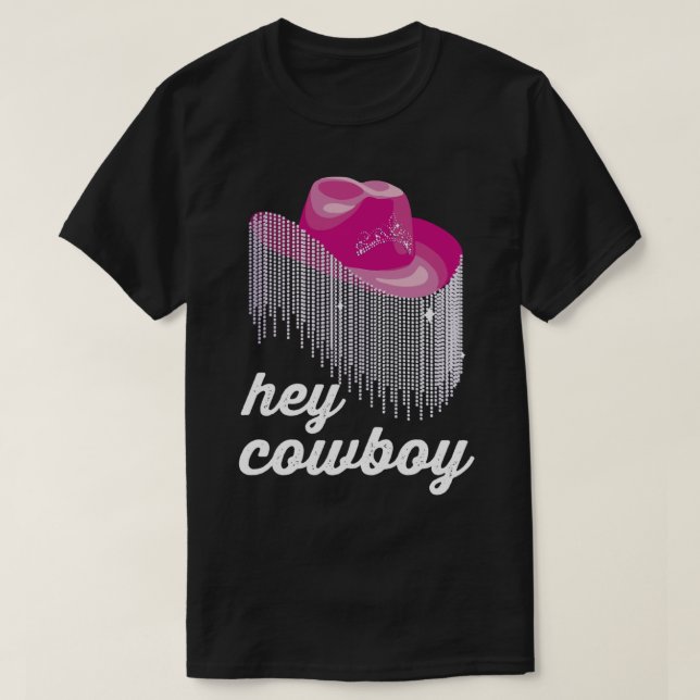 Hey Cowboy Funny Cowgirl Hat T-Shirt (Design Front)