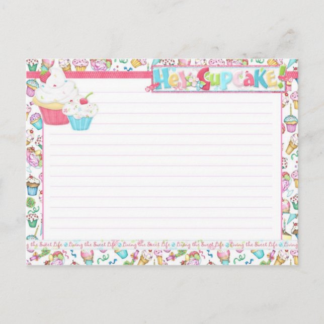 Hey Cupcake Living the Sweet Life Recipe Postcard (Front)