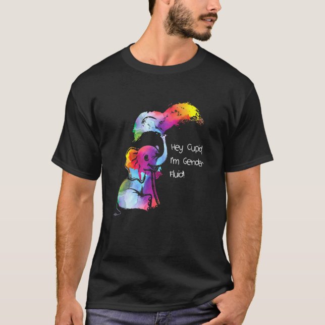 Hey Cupid Im Gender Fluid Rainbow Gender Neutral P T-Shirt (Front)