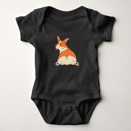 Hey Cutie Comic Corgi Fun Baby Bodysuit