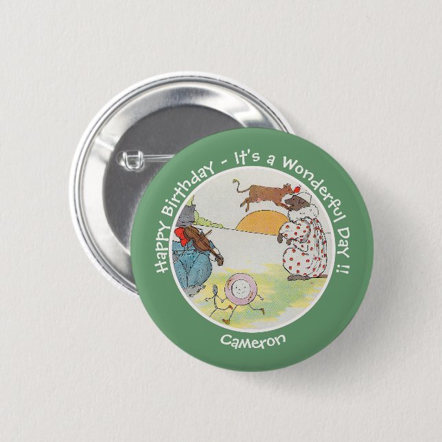 Hey Diddle Diddle Birthday Party Collection Button (Front & Back)