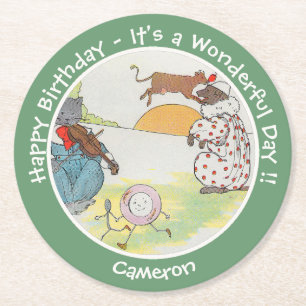 Hey Diddle Diddle Birthday Party Collection Round Paper Coaster