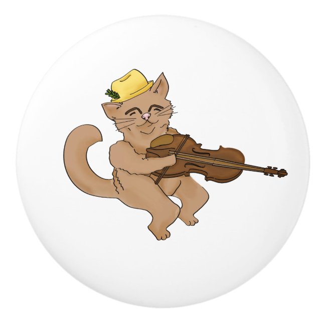 Hey Diddle Diddle Cat and the Fiddle Nursery Decor Ceramic Knob (Front)