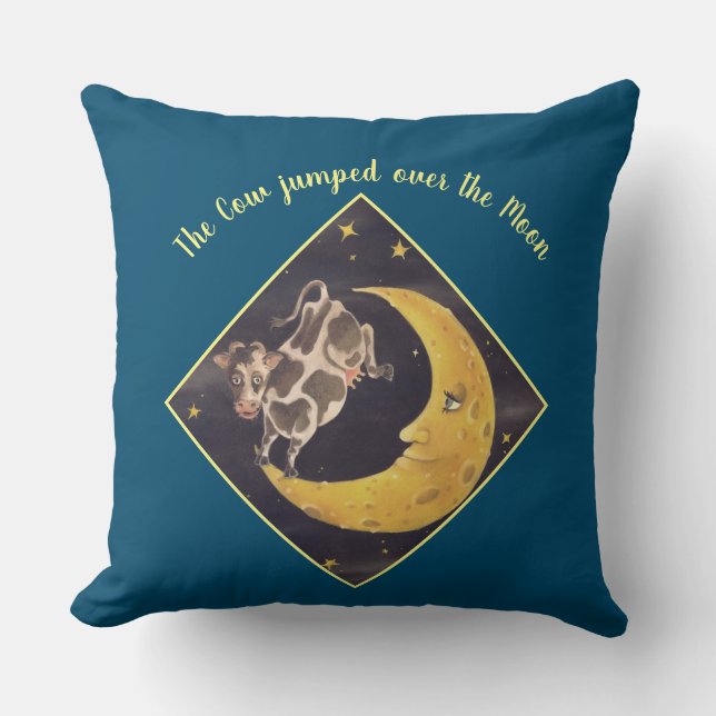 Hey Diddle Diddle Cow Jumped Over the Moon Pillow (Front)